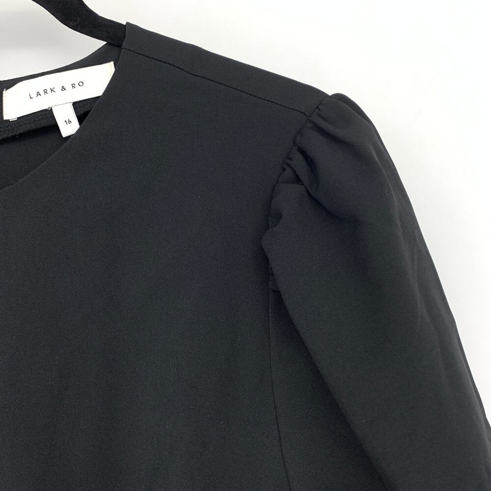 Lark & Ro Short Sleeve Wide Leg Jumpsuit Womens Size 16 Solid Black NEW *NO BELT - Picture 4 of 7